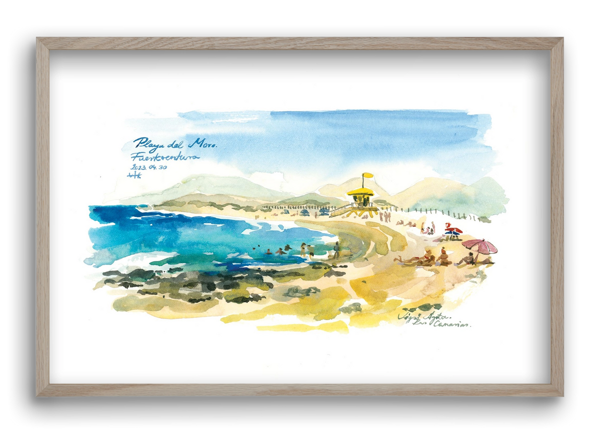 PLAYA del MORO, Fuerteventura, Canary Islands - 2023.04.30., 60x40 cm (60x40 cm), Tölgy keret