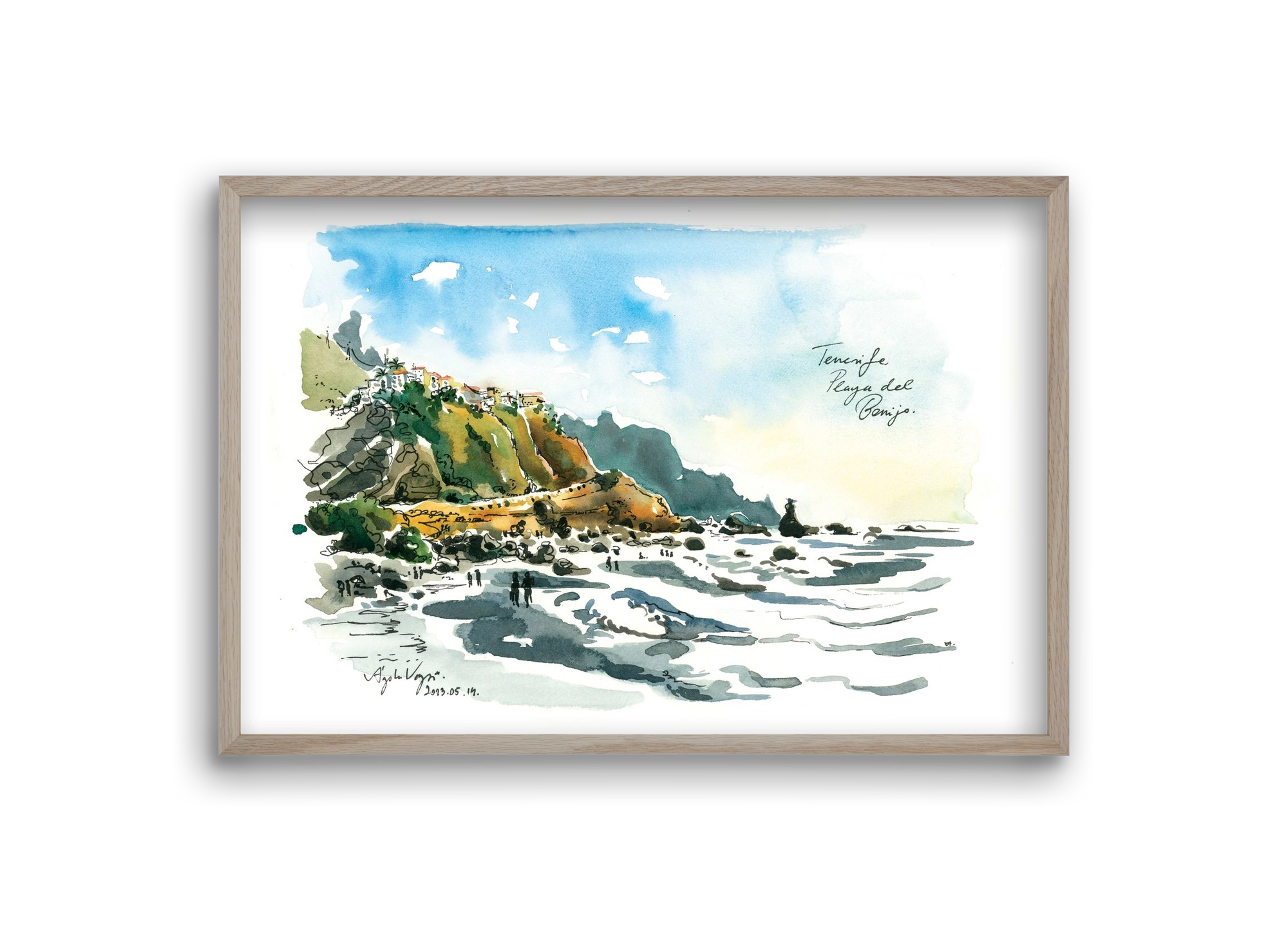 PLAYA del BENIJO, Tenerife, Canary Islands - 2023.05.14., 30x20 cm (30x20 cm), Tölgy keret