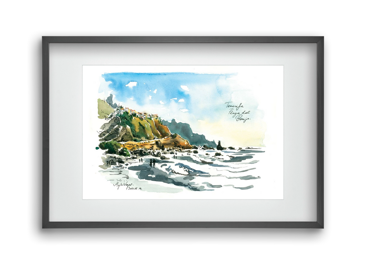 PLAYA del BENIJO, Tenerife, Canary Islands - 2023.05.14., 45x30 cm (30x20 cm), Fekete keret, paszpartuval