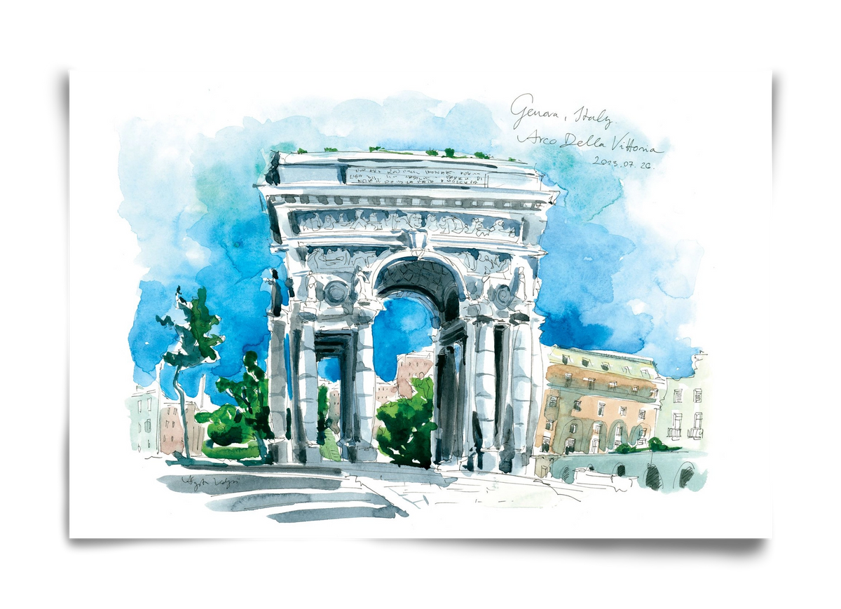 GENOVA, Arco della Vittoria, Italy - 2023.07.26., 60x40 cm, Keret nélkül