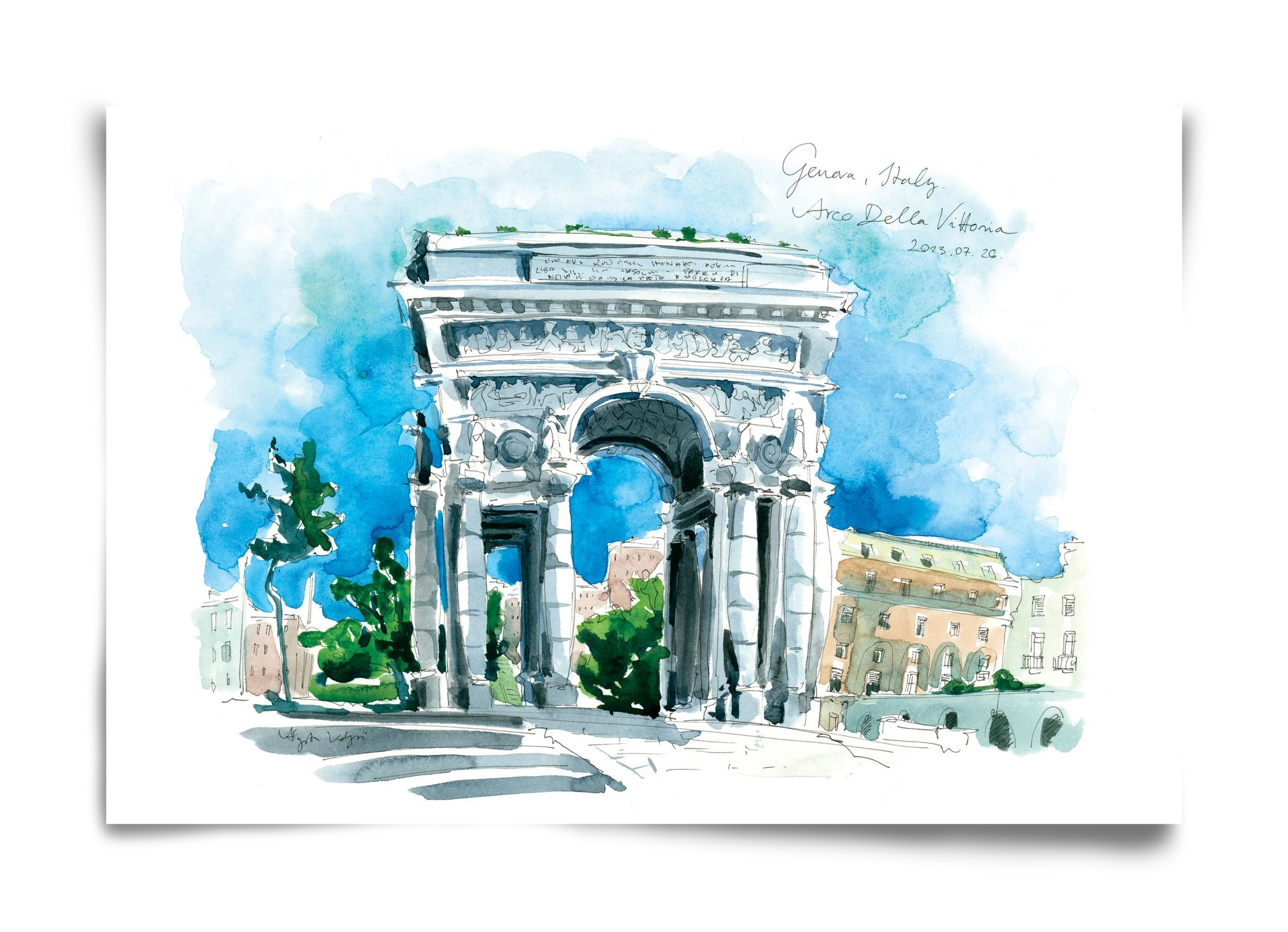 GENOVA, Arco della Vittoria, Italy - 2023.07.26., 60x40 cm, Keret nélkül