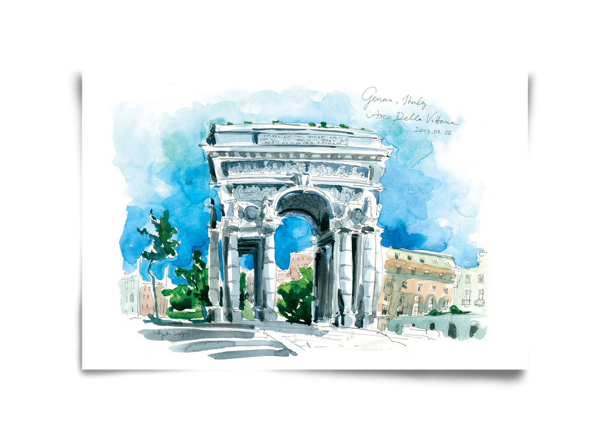 GENOVA, Arco della Vittoria, Italy - 2023.07.26., 45x30 cm, Keret nélkül