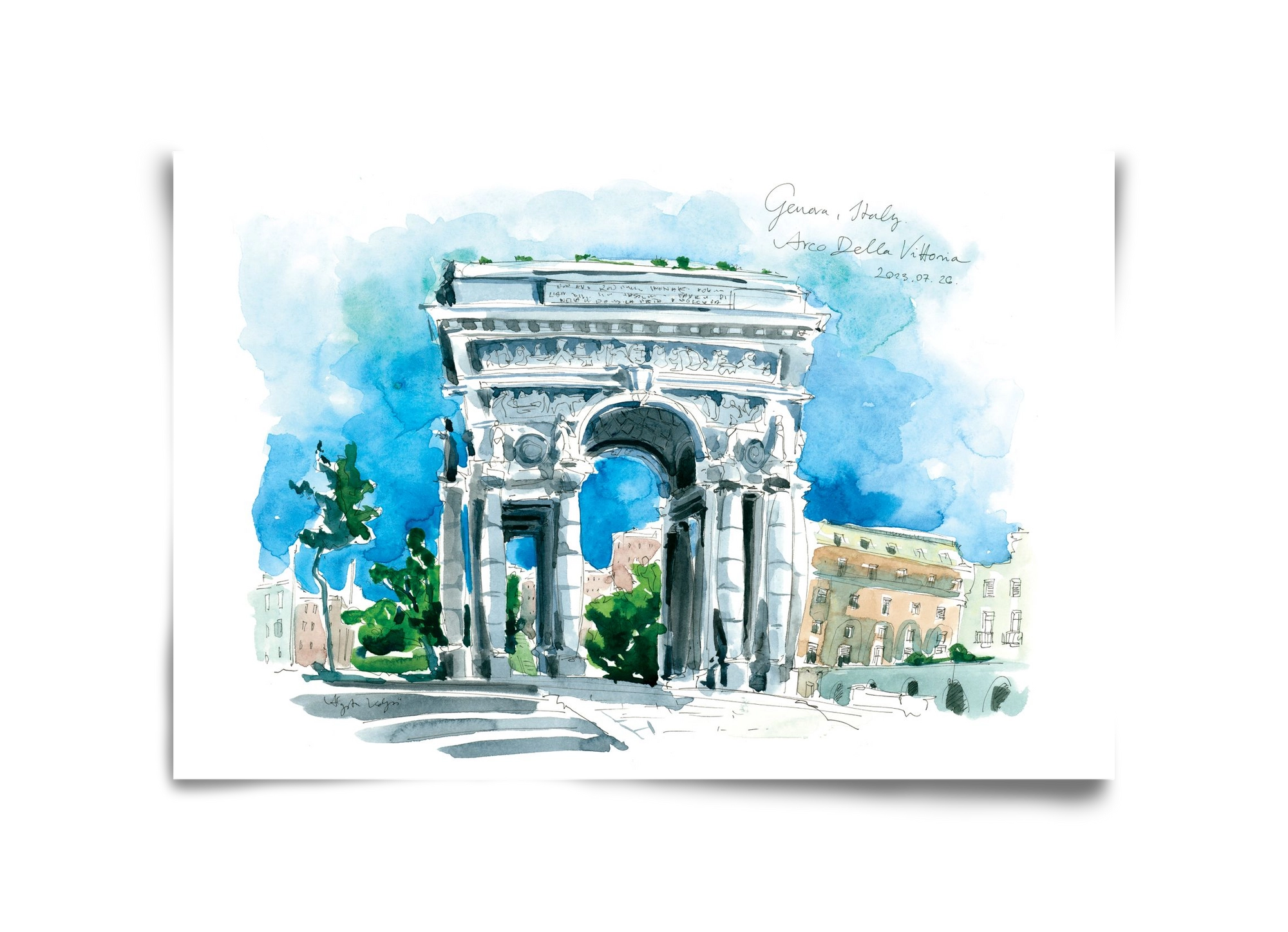 GENOVA, Arco della Vittoria, Italy - 2023.07.26., 45x30 cm, Keret nélkül