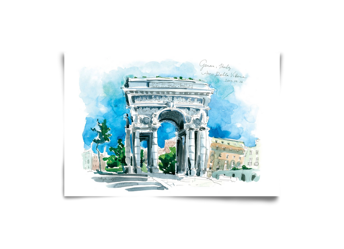 GENOVA, Arco della Vittoria, Italy - 2023.07.26., 30x20 cm, Keret nélkül