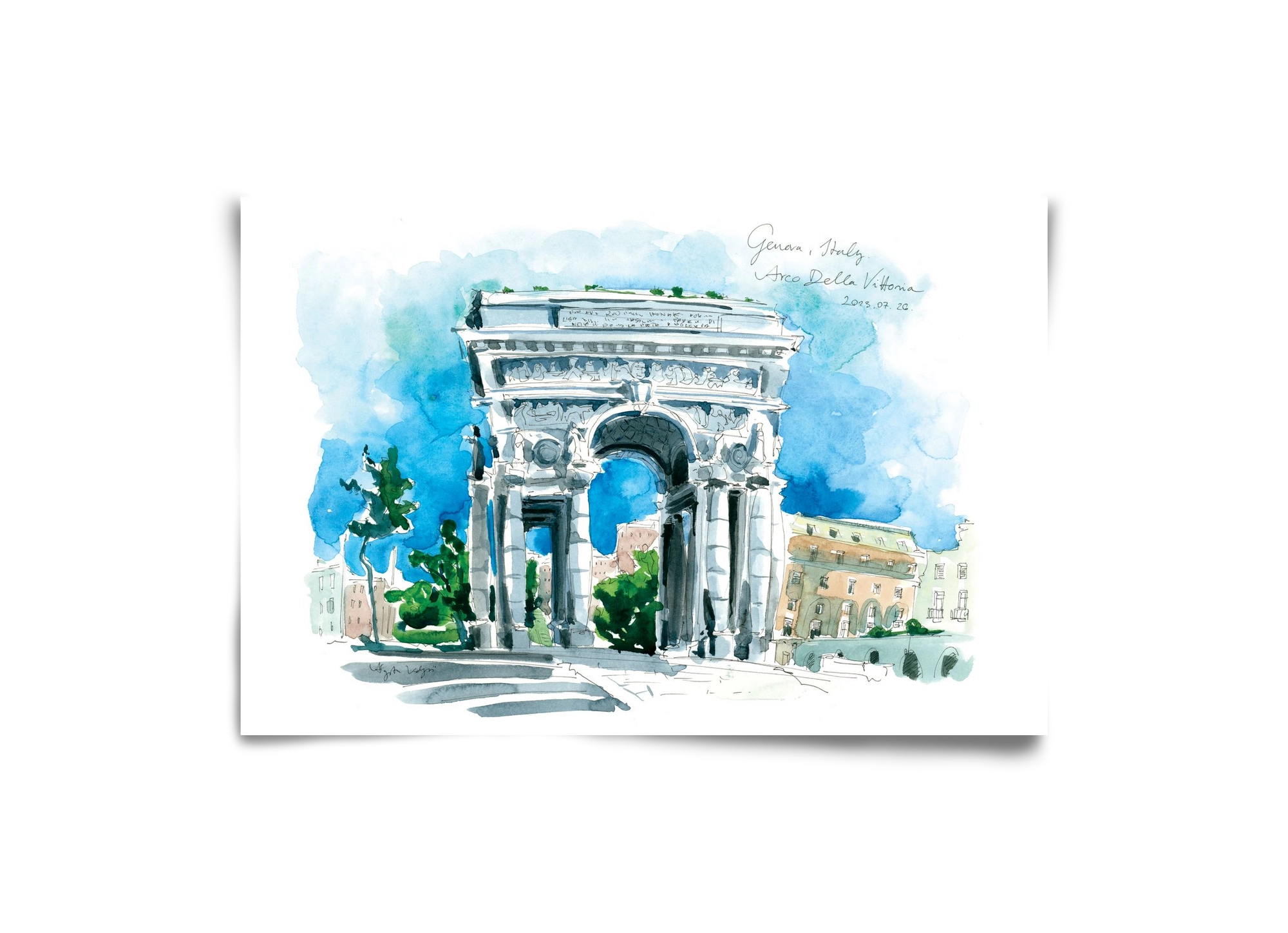 GENOVA, Arco della Vittoria, Italy - 2023.07.26., 30x20 cm, Keret nélkül