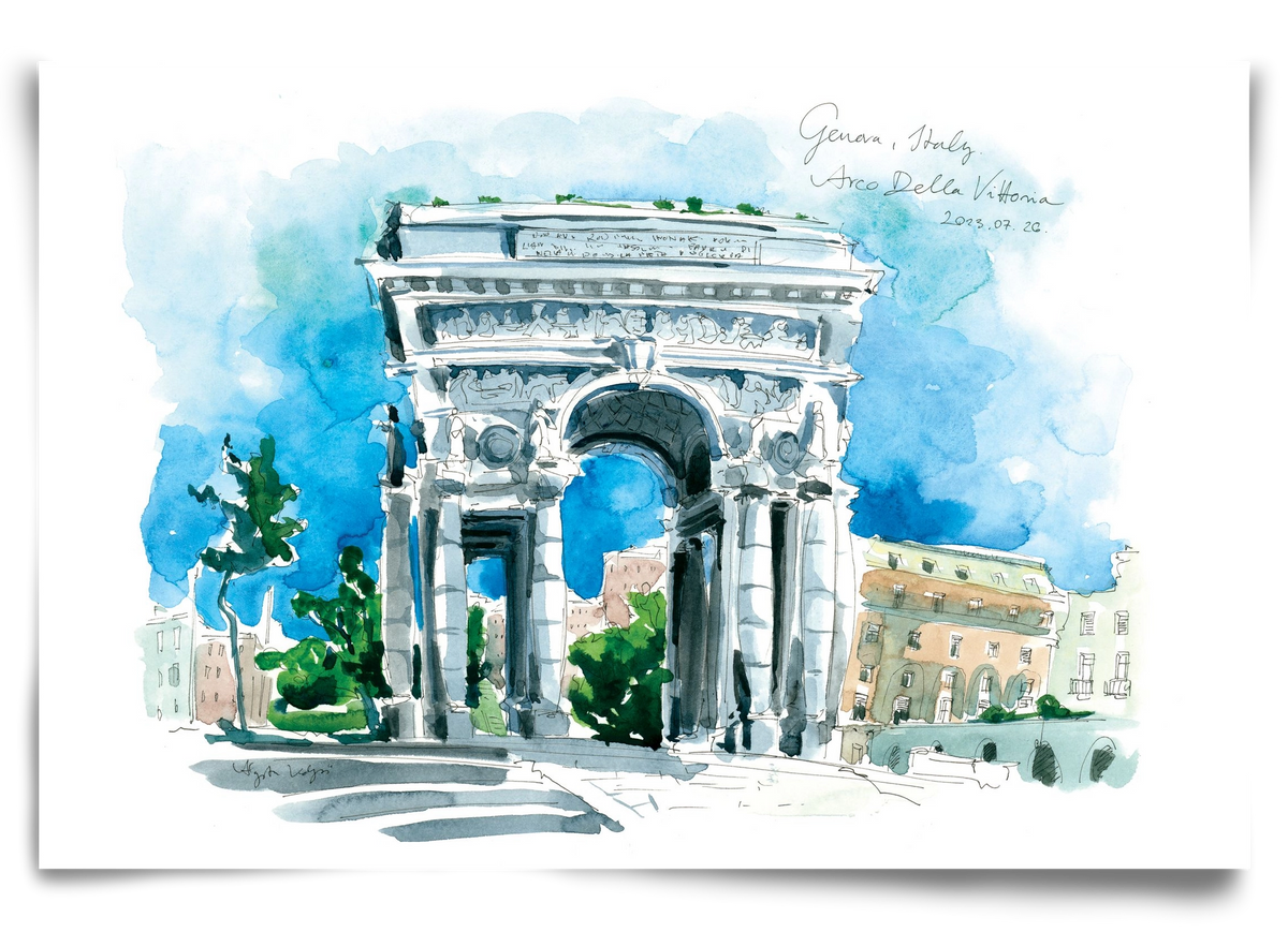 GENOVA, Arco della Vittoria, Italy - 2023.07.26., 90x60 cm, Keret nélkül