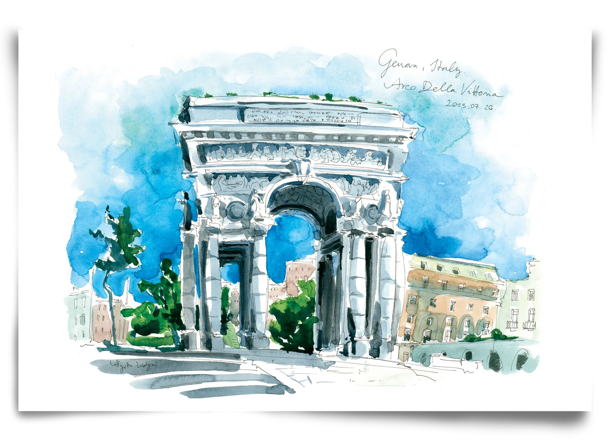 GENOVA, Arco della Vittoria, Italy - 2023.07.26., 90x60 cm, Keret nélkül