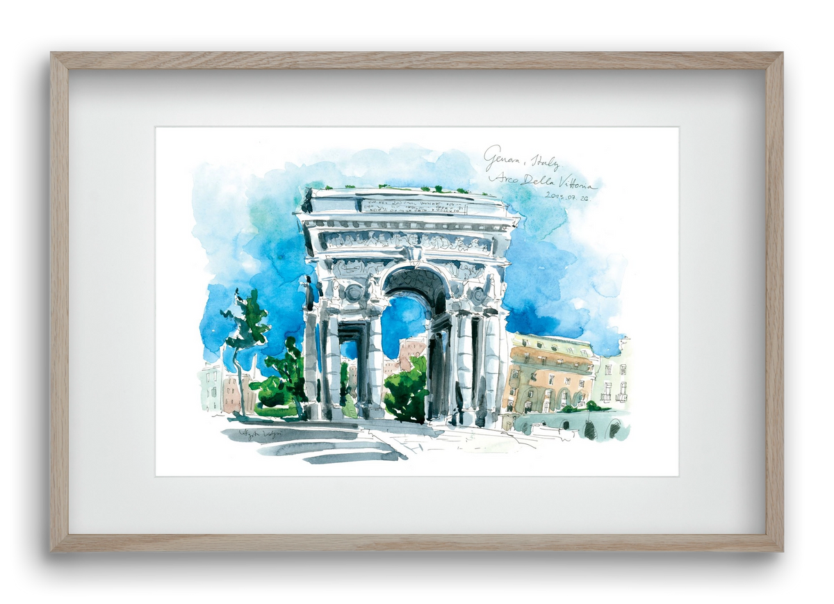 GENOVA, Arco della Vittoria, Italy - 2023.07.26., 60x40 cm (45x30 cm), Tölgy keret, paszpartuval