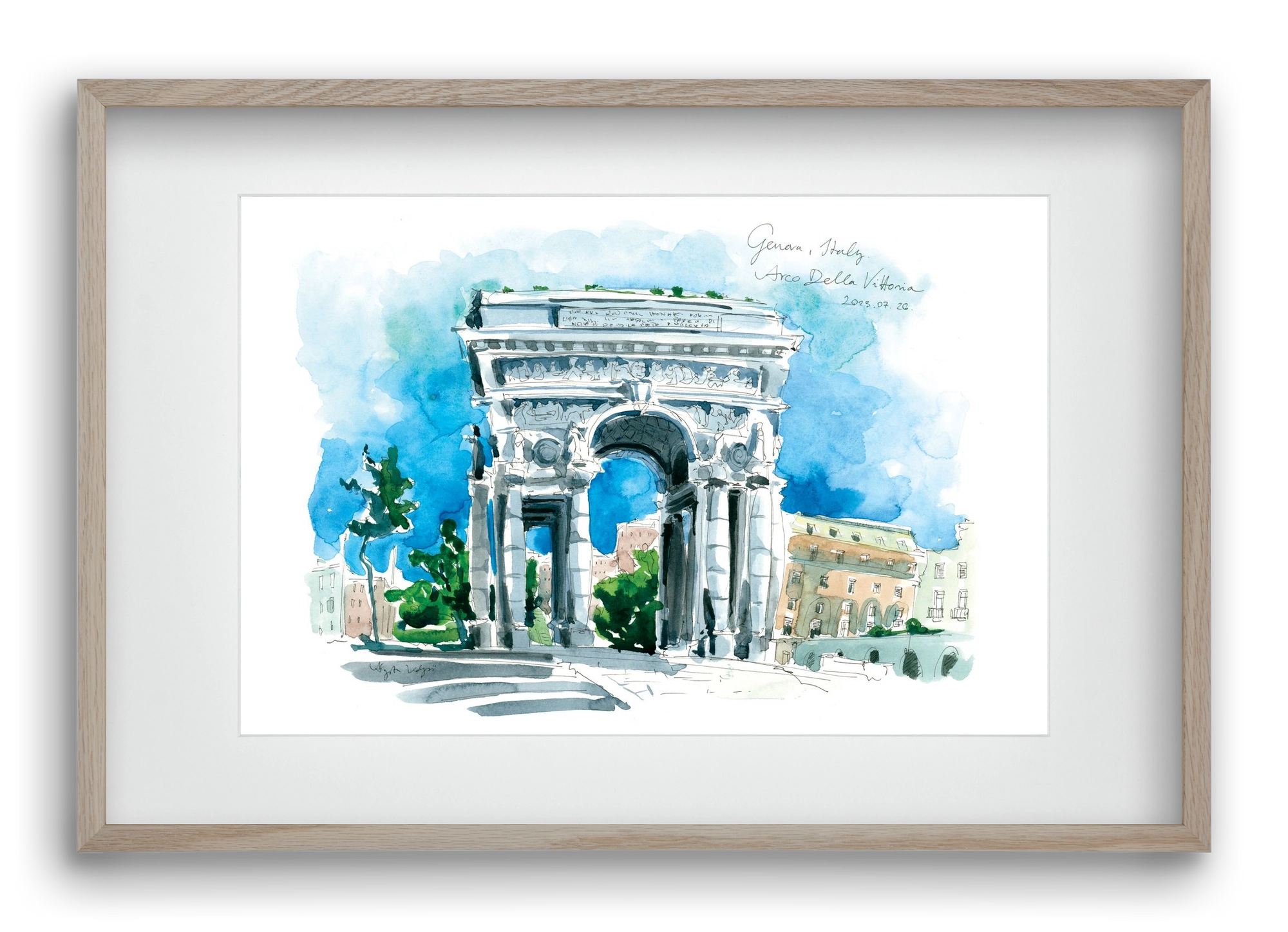 GENOVA, Arco della Vittoria, Italy - 2023.07.26., 60x40 cm (45x30 cm), Tölgy keret, paszpartuval