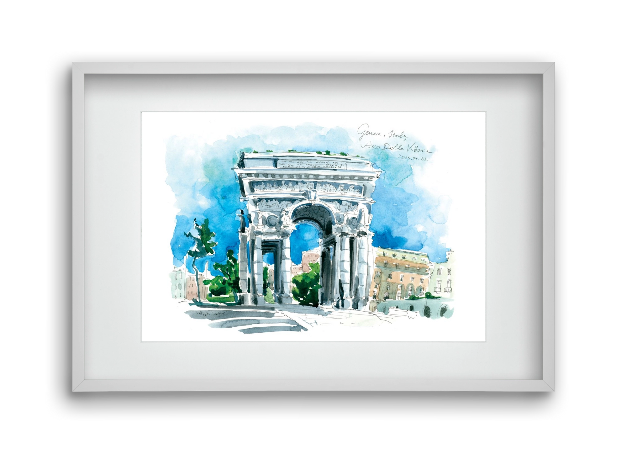 GENOVA, Arco della Vittoria, Italy - 2023.07.26., 45x30 cm (30x20 cm), Fehér keret, paszpartuval