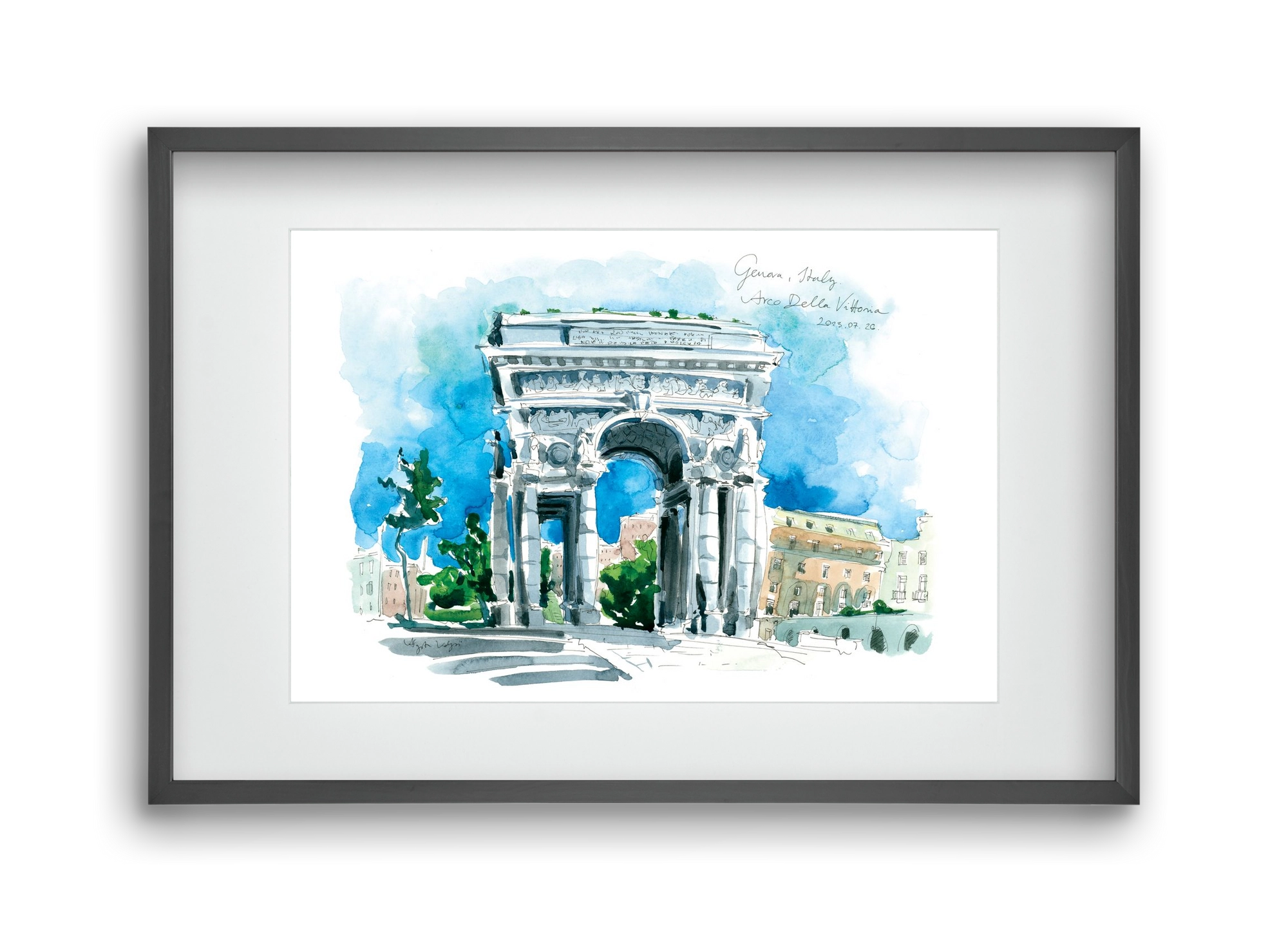 GENOVA, Arco della Vittoria, Italy - 2023.07.26., 45x30 cm (30x20 cm), Fekete keret, paszpartuval