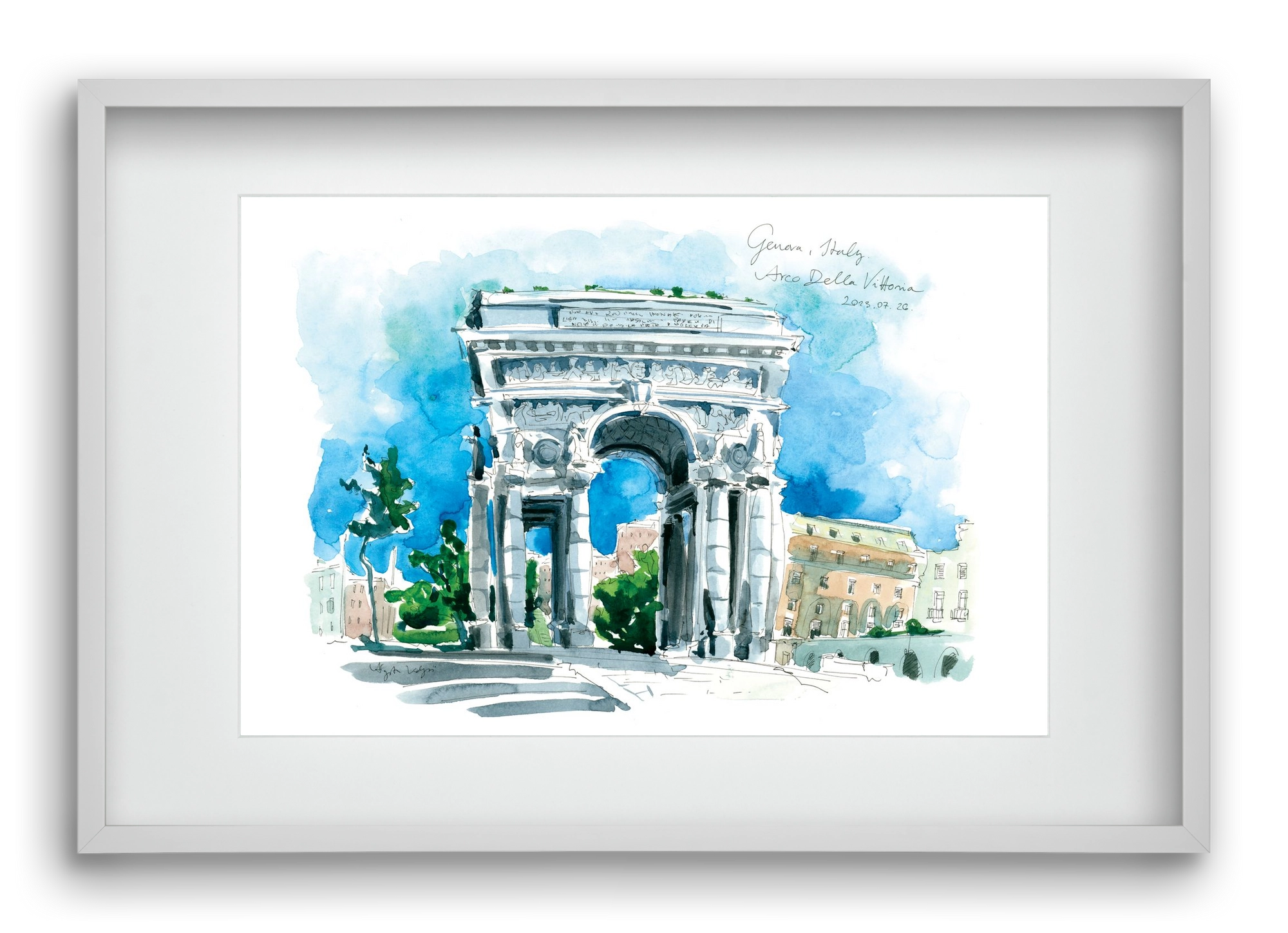 GENOVA, Arco della Vittoria, Italy - 2023.07.26., 60x40 cm (45x30 cm), Fehér keret, paszpartuval