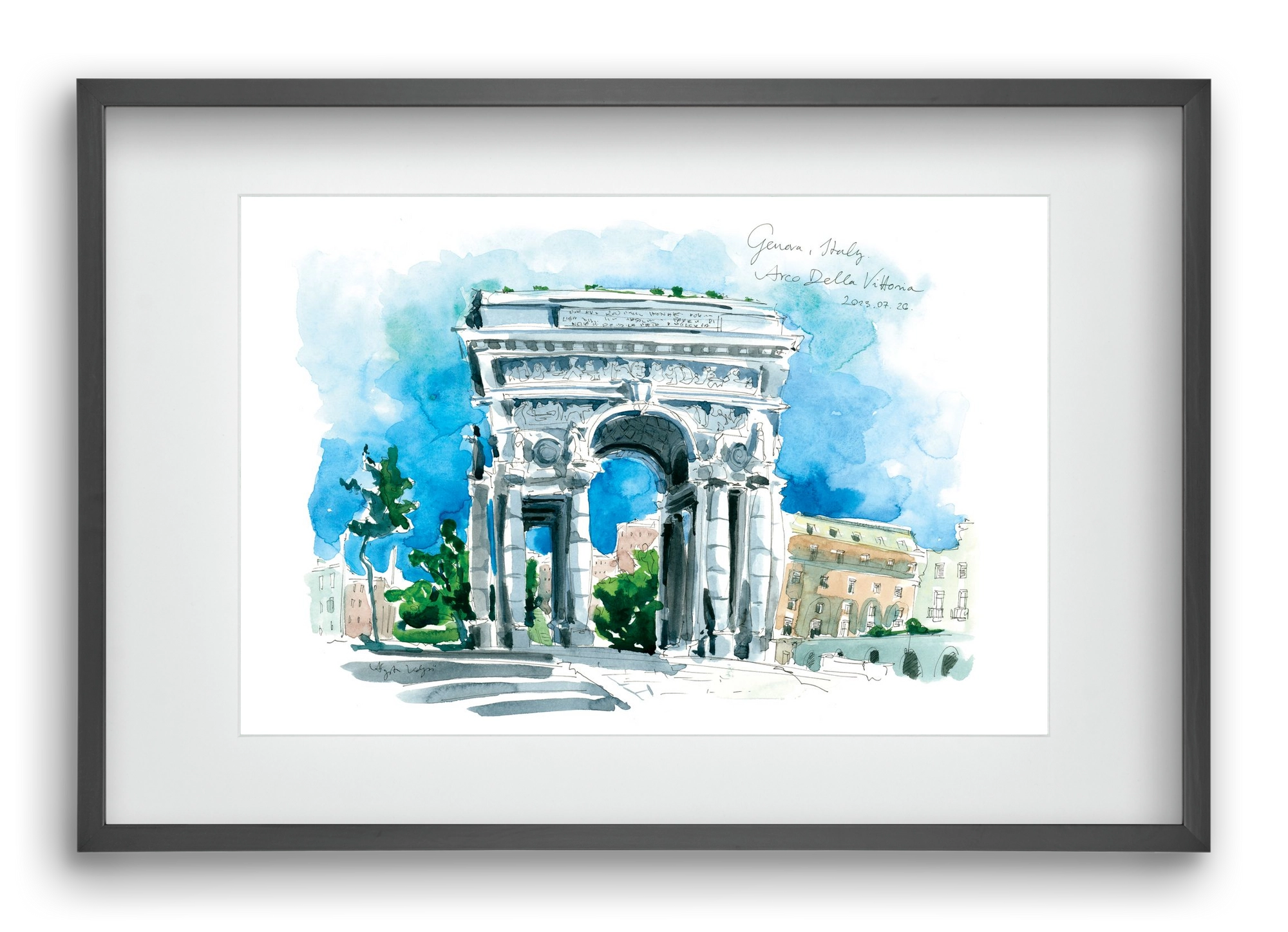 GENOVA, Arco della Vittoria, Italy - 2023.07.26., 60x40 cm (45x30 cm), Fekete keret, paszpartuval