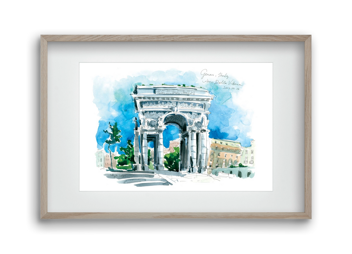 GENOVA, Arco della Vittoria, Italy - 2023.07.26., 45x30 cm (30x20 cm), Tölgy keret, paszpartuval