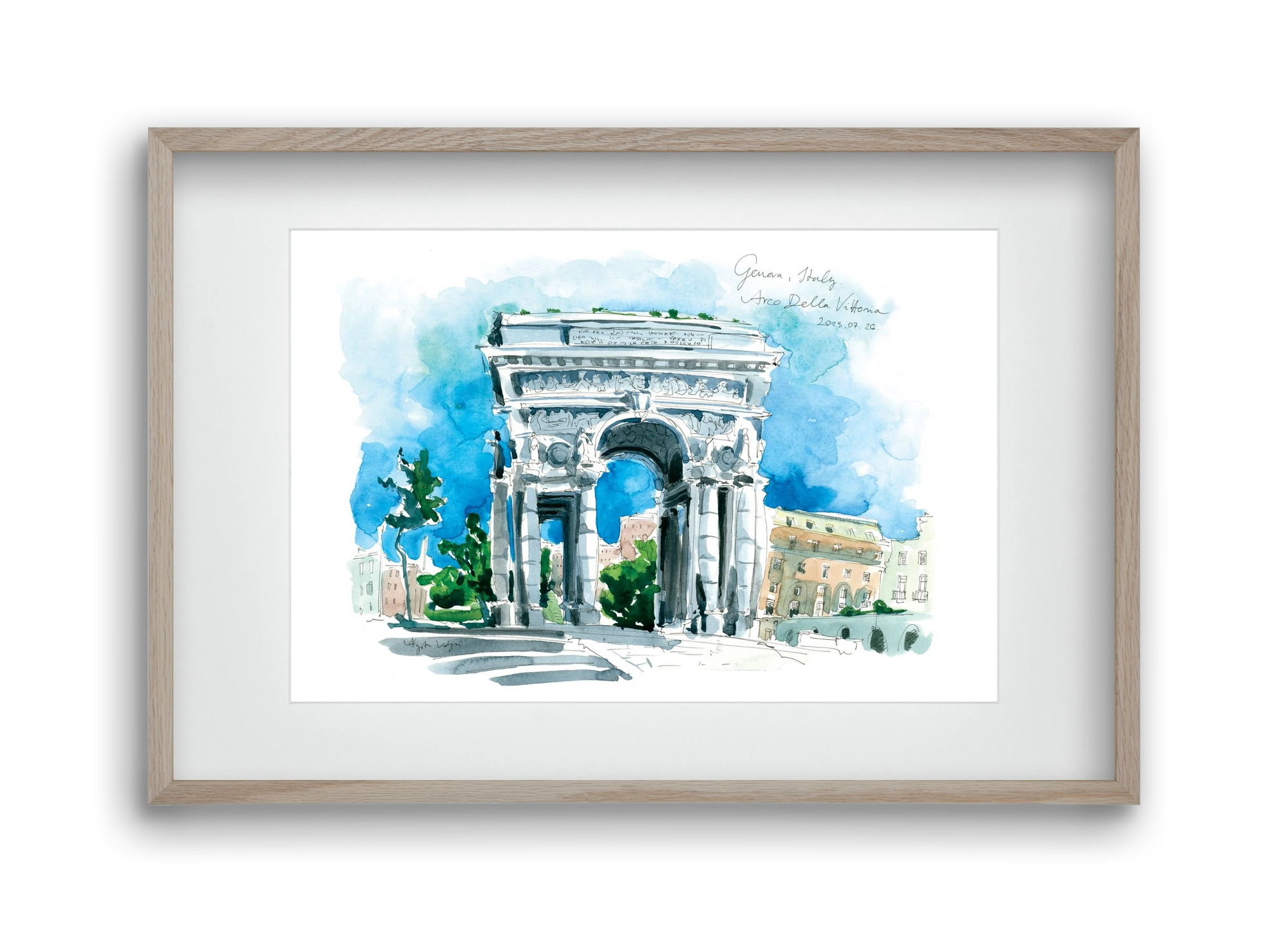 GENOVA, Arco della Vittoria, Italy - 2023.07.26., 45x30 cm (30x20 cm), Tölgy keret, paszpartuval