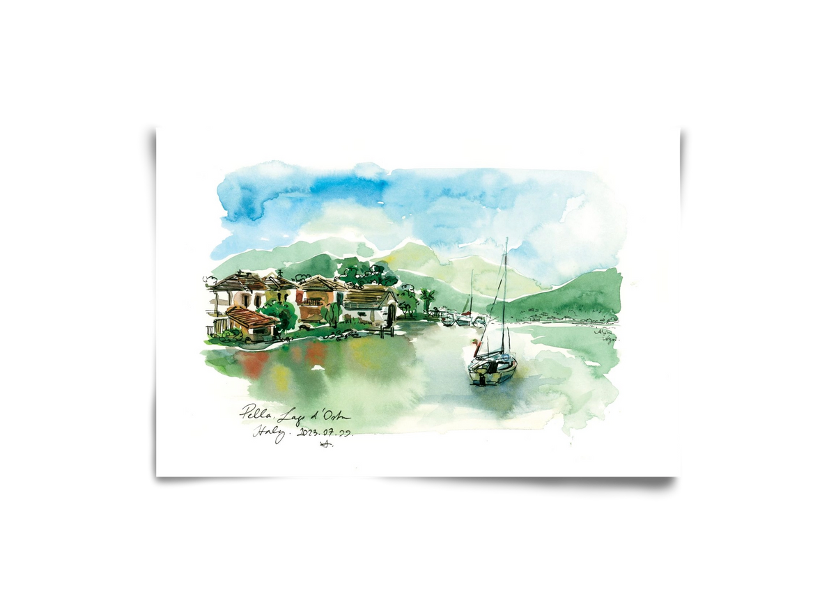 PELLA, Lago d'Orta, Italy - 2023.07.29., 30x20 cm, Keret nélkül