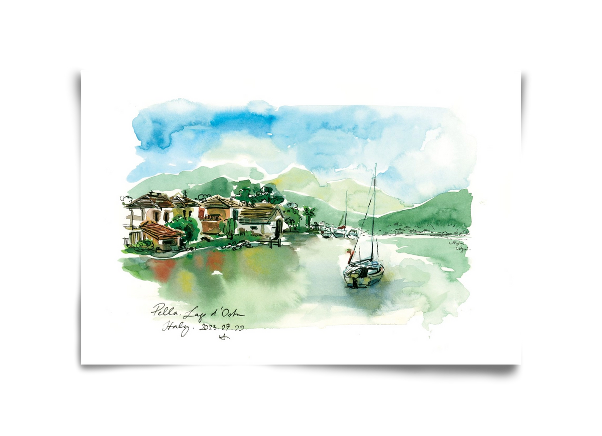 PELLA, Lago d'Orta, Italy - 2023.07.29., 45x30 cm, Keret nélkül