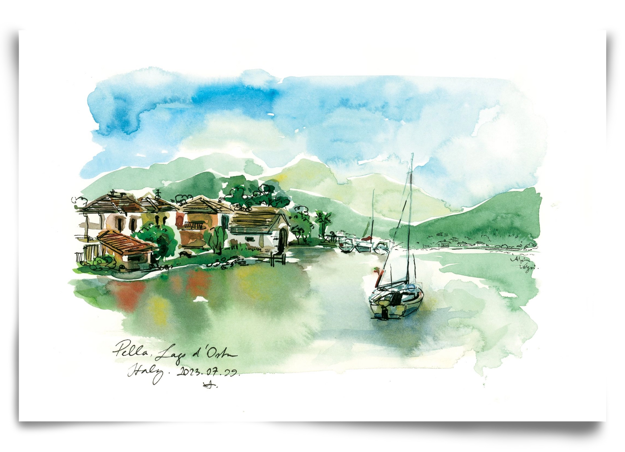 PELLA, Lago d'Orta, Italy - 2023.07.29., 90x60 cm, Keret nélkül