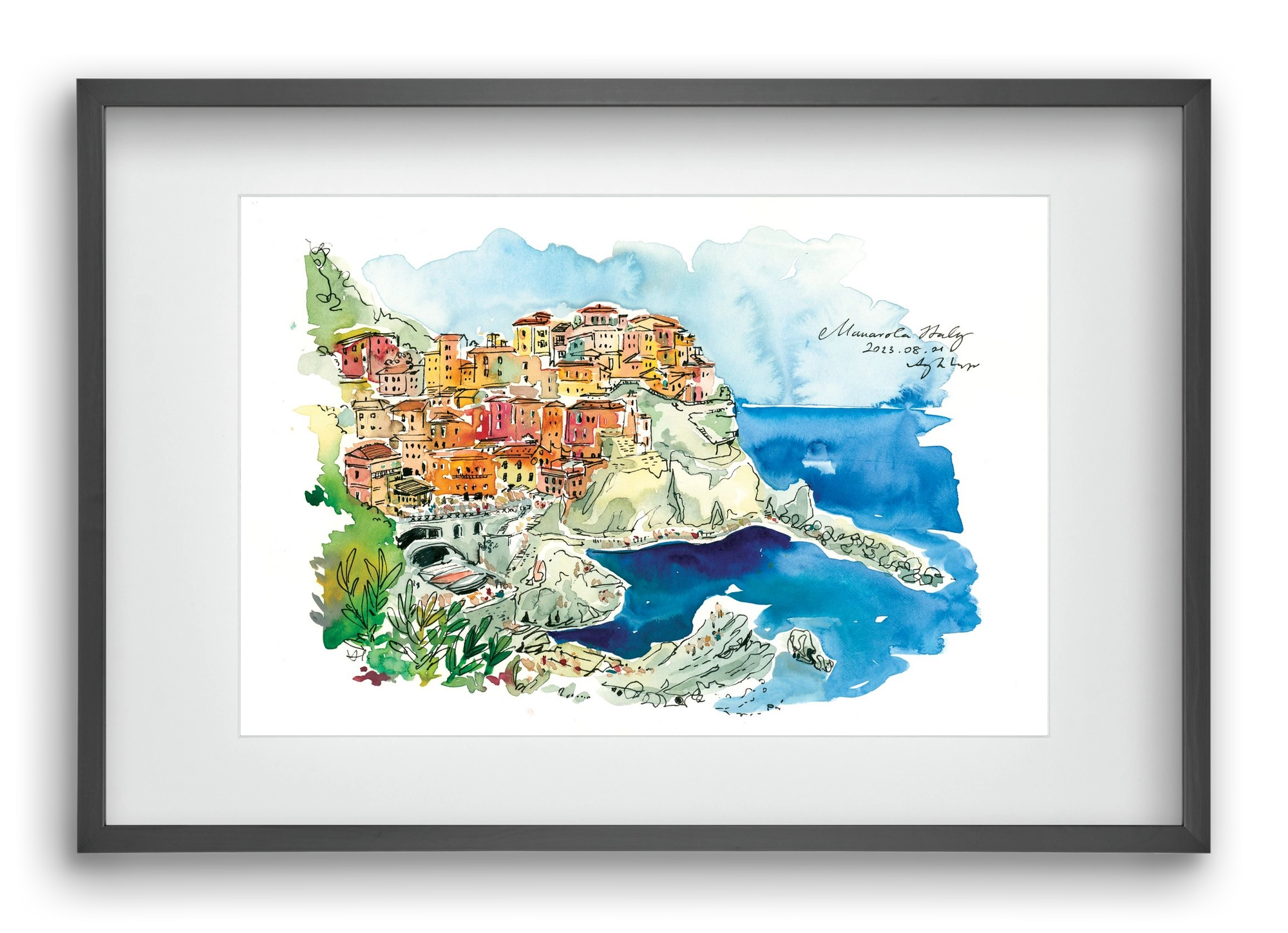 MANAROLA, Cinque Terre, Italy - 2023.08.01., 60x40 cm (45x30 cm), Fekete keret, paszpartuval