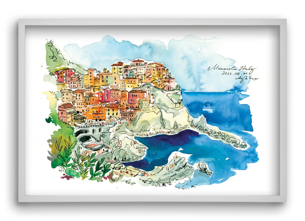 MANAROLA, Cinque Terre, Italy - 2023.08.01., 60x40 cm (60x40 cm), Fehér keret