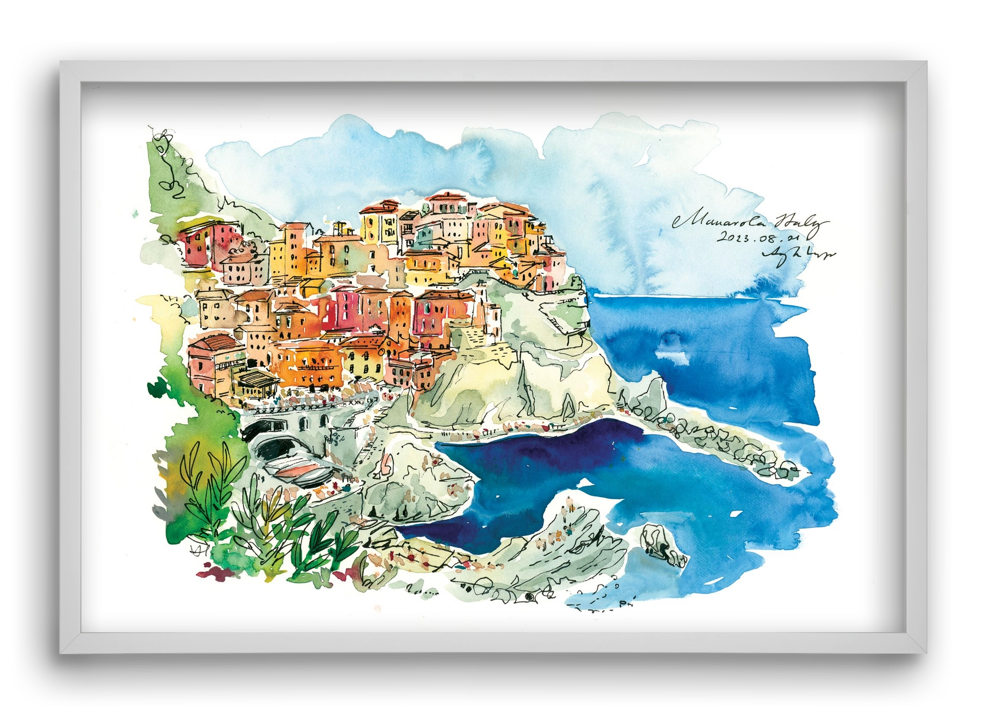 MANAROLA, Cinque Terre, Italy - 2023.08.01., 60x40 cm (60x40 cm), Fehér keret