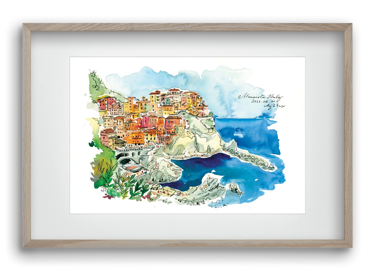 MANAROLA, Cinque Terre, Italy - 2023.08.01., 60x40 cm (45x30 cm), Tölgy keret, paszpartuval