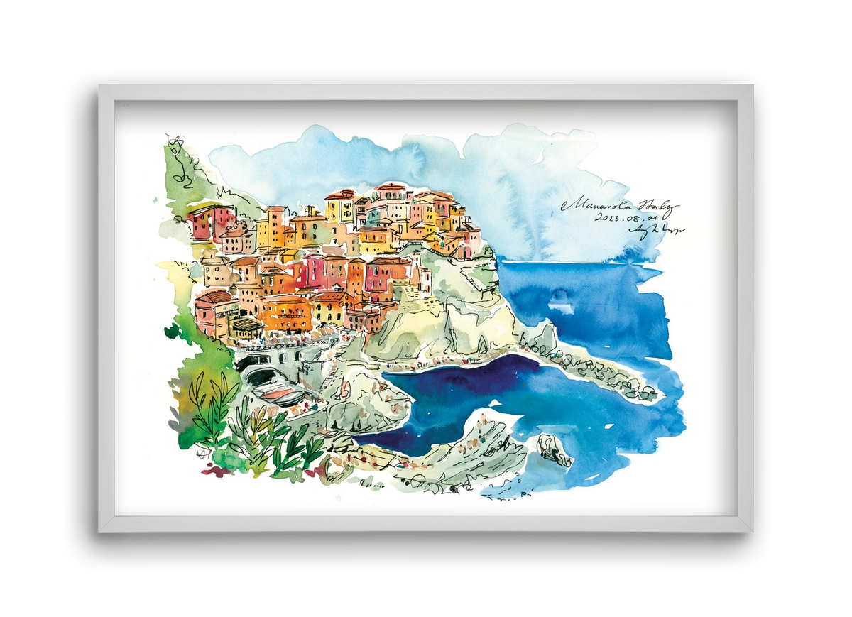 MANAROLA, Cinque Terre, Italy - 2023.08.01., 45x30 cm (45x30 cm), Fehér keret
