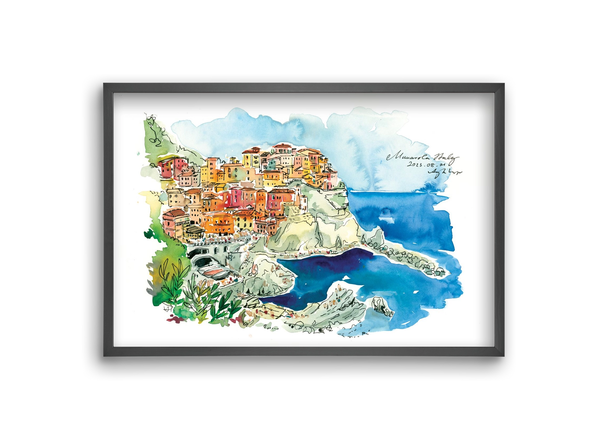 MANAROLA, Cinque Terre, Italy - 2023.08.01., 30x20 cm (30x20 cm), Fekete keret