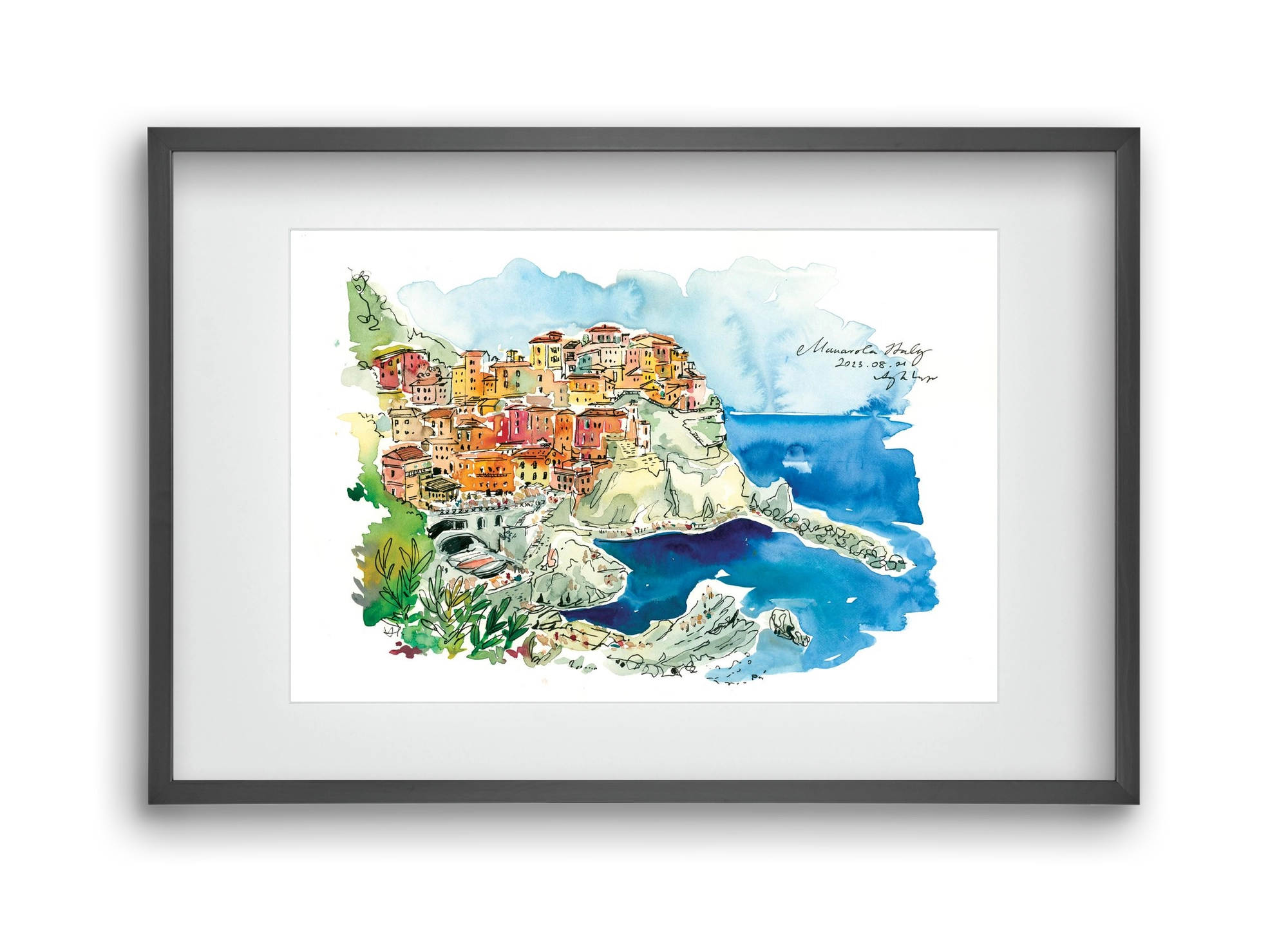 MANAROLA, Cinque Terre, Italy - 2023.08.01., 45x30 cm (30x20 cm), Fekete keret, paszpartuval