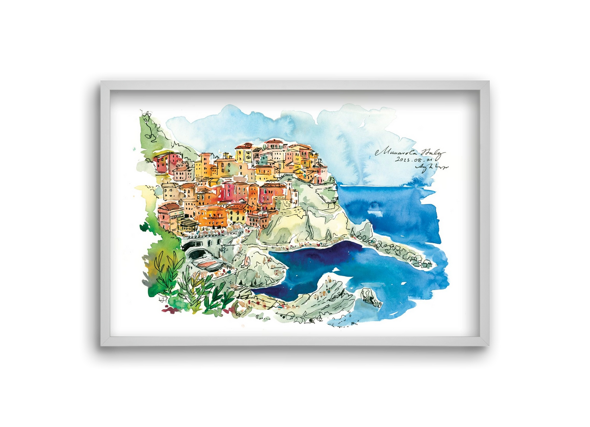 MANAROLA, Cinque Terre, Italy - 2023.08.01., 30x20 cm (30x20 cm), Fehér keret