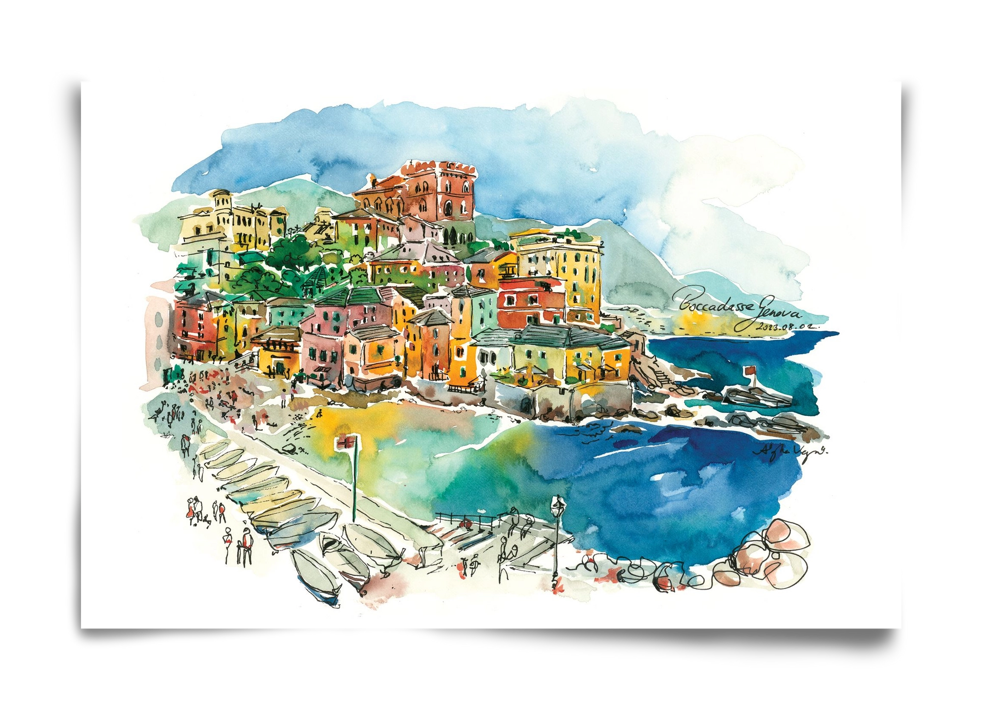 BOCCADASSE, Genova, Italy - 2023.08.02., 60x40 cm, Keret nélkül