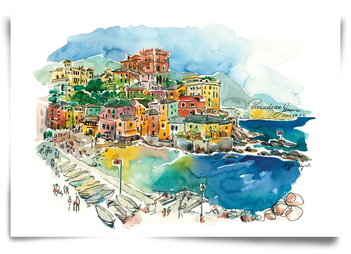 BOCCADASSE, Genova, Italy - 2023.08.02., 90x60 cm, Keret nélkül