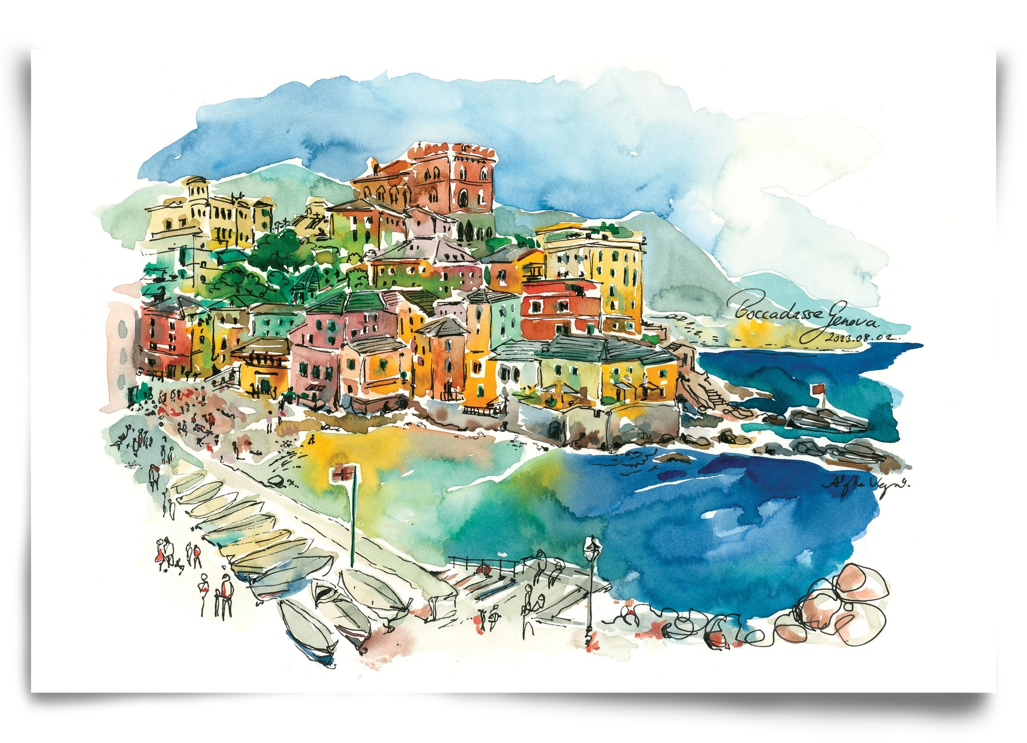 BOCCADASSE, Genova, Italy - 2023.08.02., 90x60 cm, Keret nélkül