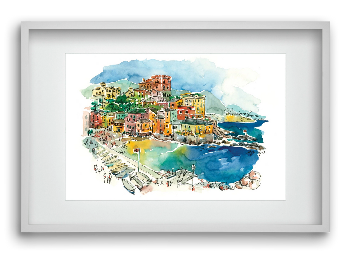 BOCCADASSE, Genova, Italy - 2023.08.02., 60x40 cm (45x30 cm), Fehér keret, paszpartuval
