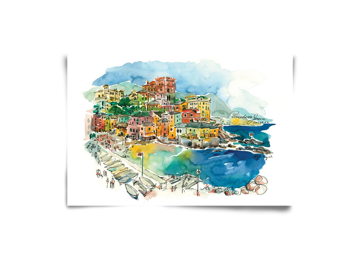 BOCCADASSE, Genova, Italy - 2023.08.02., 30x20 cm, Keret nélkül