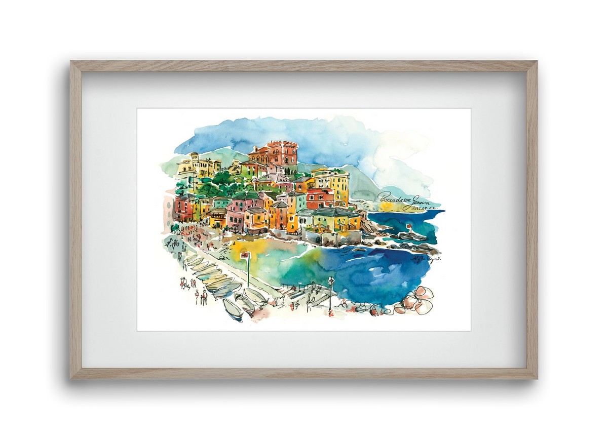 BOCCADASSE, Genova, Italy - 2023.08.02., 45x30 cm (30x20 cm), Tölgy keret, paszpartuval