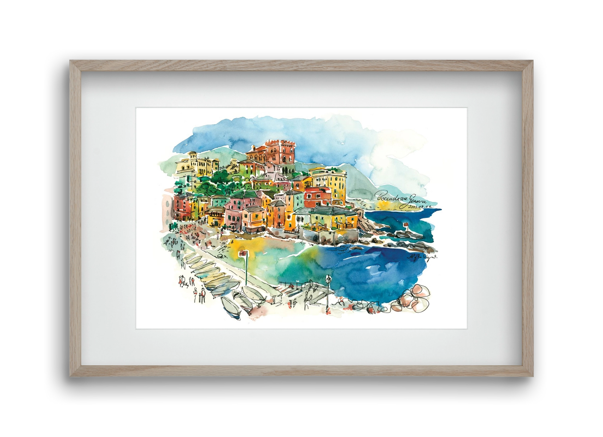 BOCCADASSE, Genova, Italy - 2023.08.02., 45x30 cm (30x20 cm), Tölgy keret, paszpartuval
