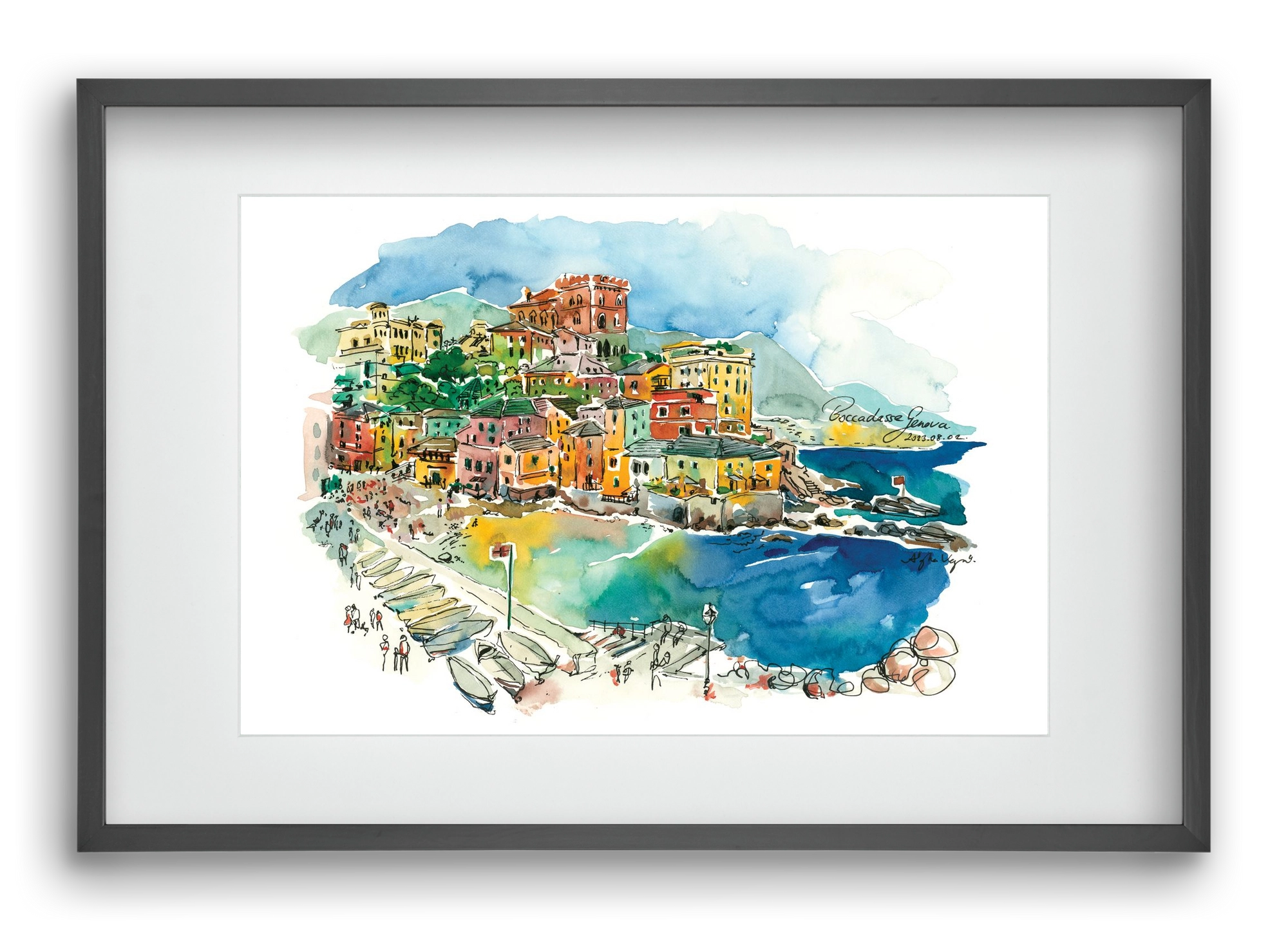 BOCCADASSE, Genova, Italy - 2023.08.02., 60x40 cm (45x30 cm), Fekete keret, paszpartuval