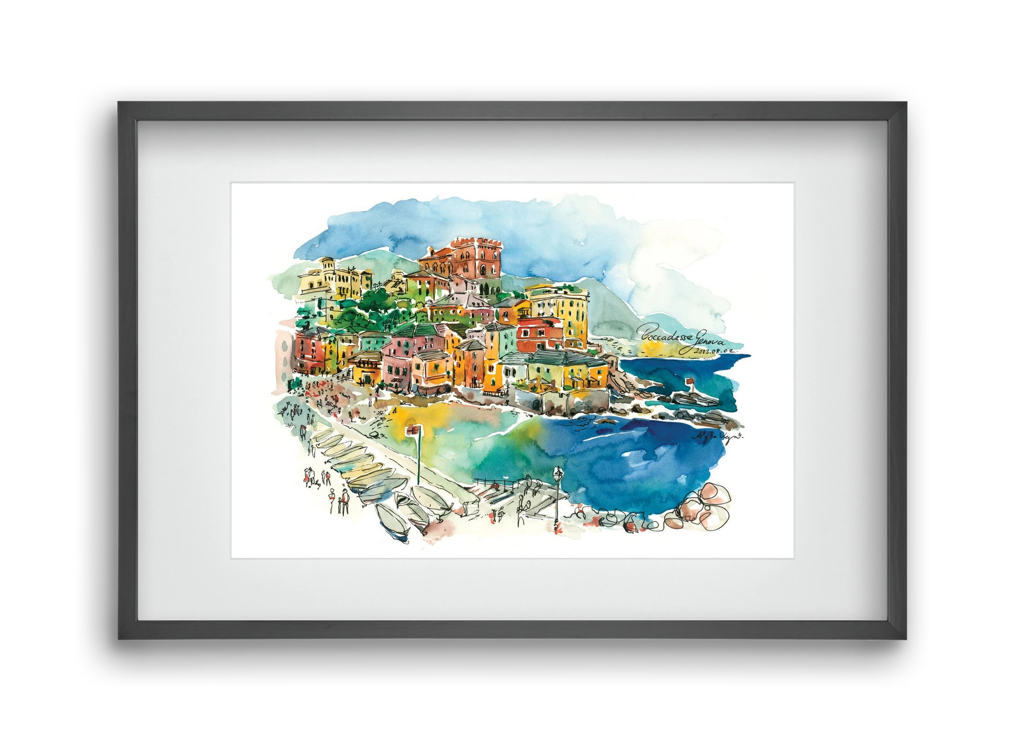 BOCCADASSE, Genova, Italy - 2023.08.02., 45x30 cm (30x20 cm), Fekete keret, paszpartuval