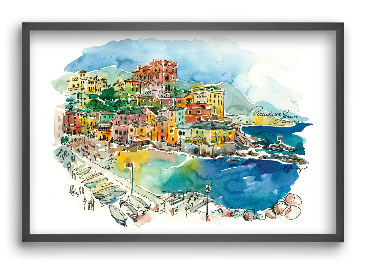 BOCCADASSE, Genova, Italy - 2023.08.02., 60x40 cm (60x40 cm), Fekete keret