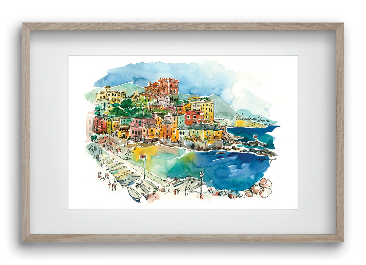 BOCCADASSE, Genova, Italy - 2023.08.02., 60x40 cm (45x30 cm), Tölgy keret, paszpartuval