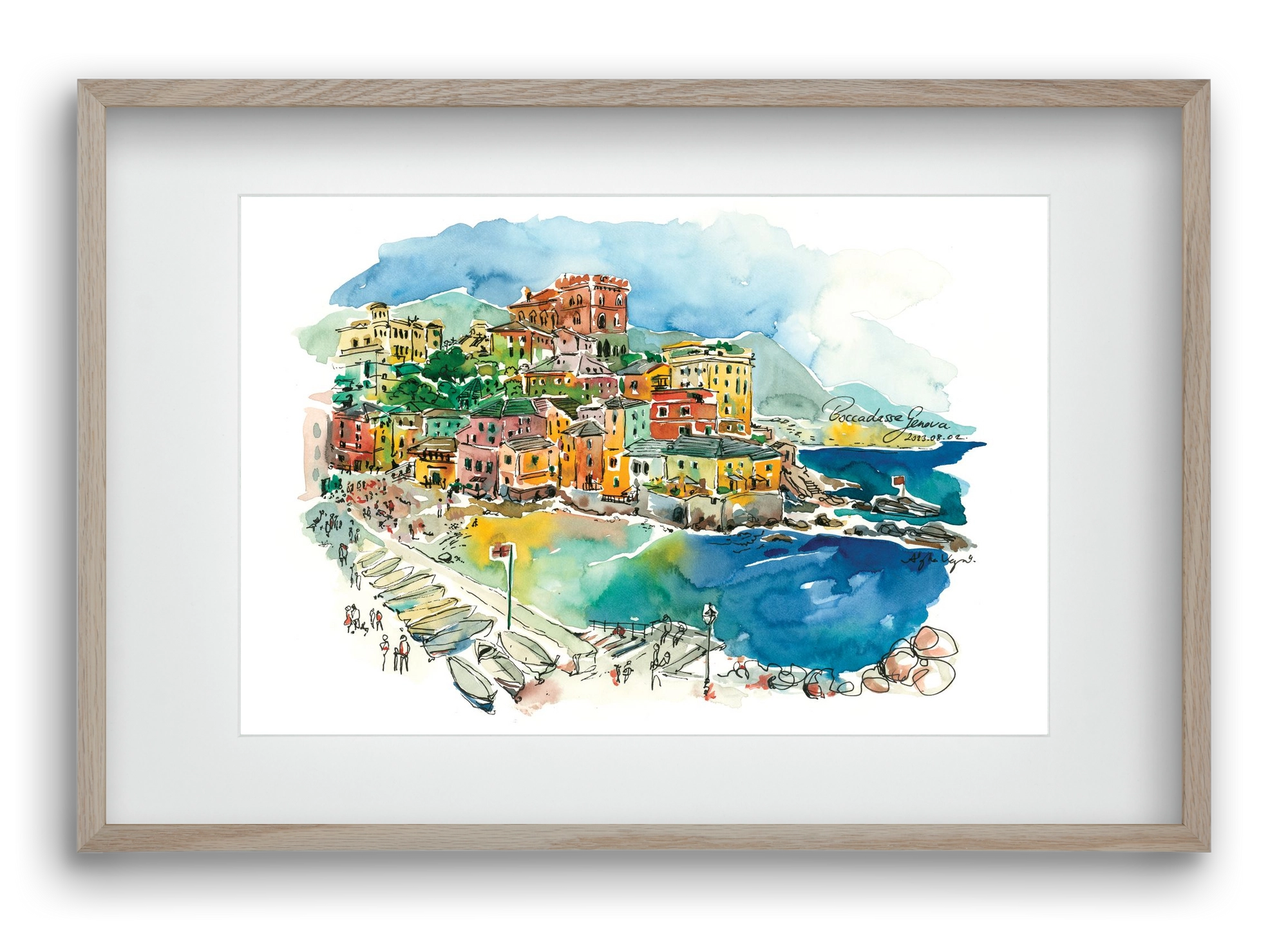 BOCCADASSE, Genova, Italy - 2023.08.02., 60x40 cm (45x30 cm), Tölgy keret, paszpartuval