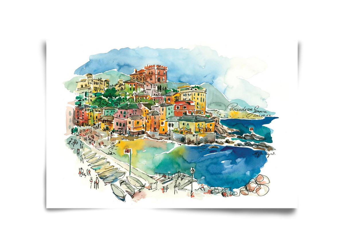 BOCCADASSE, Genova, Italy - 2023.08.02., 45x30 cm, Keret nélkül