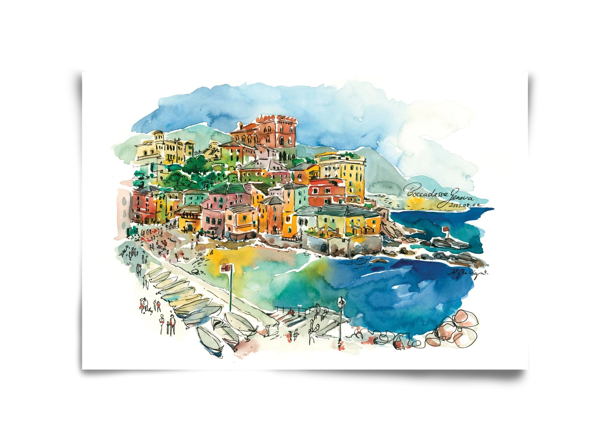 BOCCADASSE, Genova, Italy - 2023.08.02., 45x30 cm, Keret nélkül