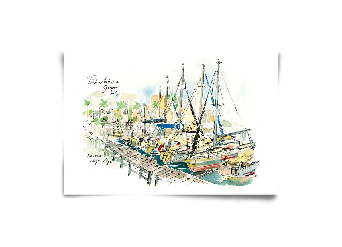 PORTO ANTICO di Genova, Italy - 2023.08.02., 30x20 cm, Keret nélkül
