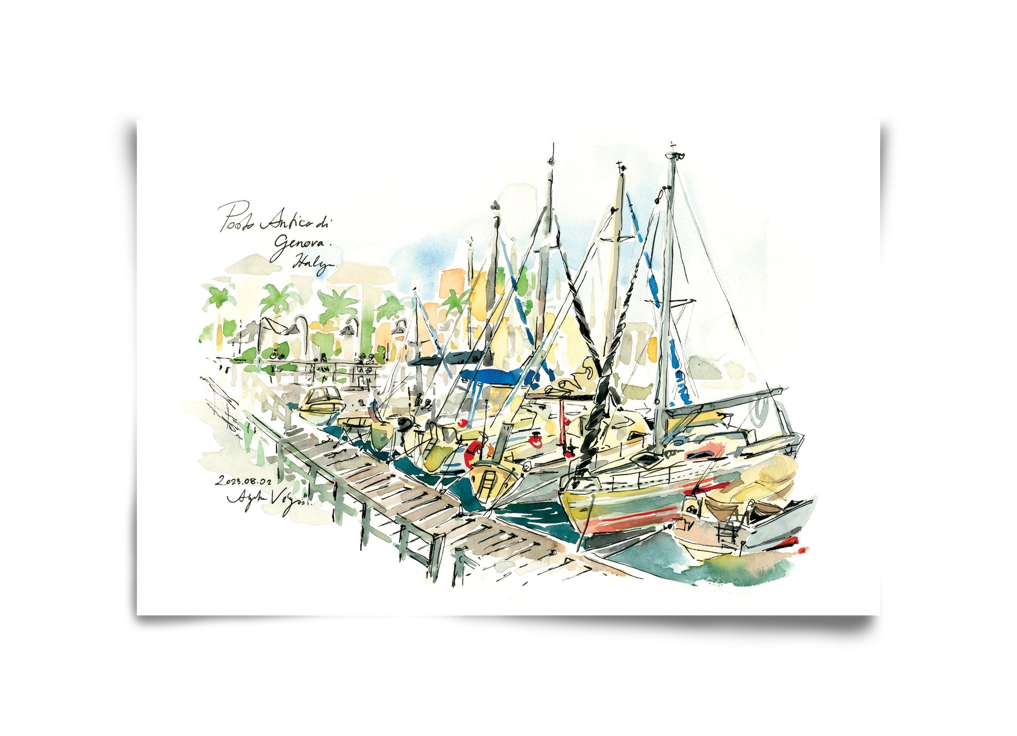 PORTO ANTICO di Genova, Italy - 2023.08.02., 45x30 cm, Keret nélkül