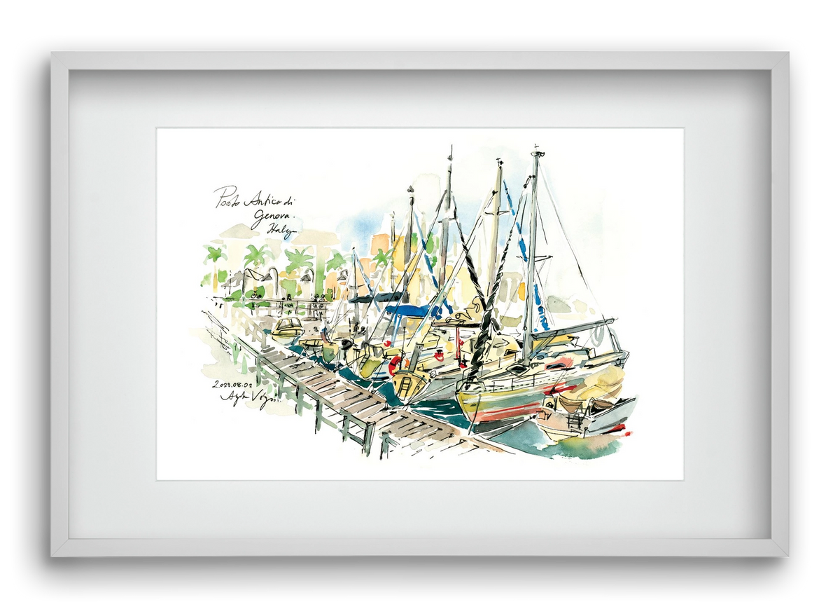 PORTO ANTICO di Genova, Italy - 2023.08.02., 60x40 cm (45x30 cm), Fehér keret, paszpartuval