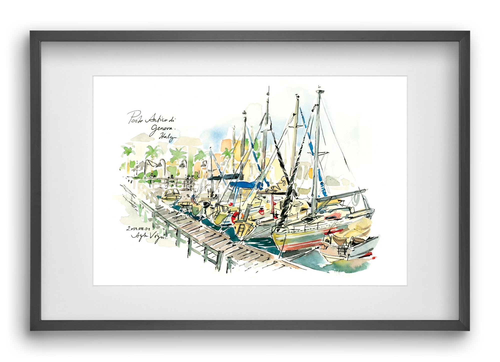 PORTO ANTICO di Genova, Italy - 2023.08.02., 60x40 cm (45x30 cm), Fekete keret, paszpartuval