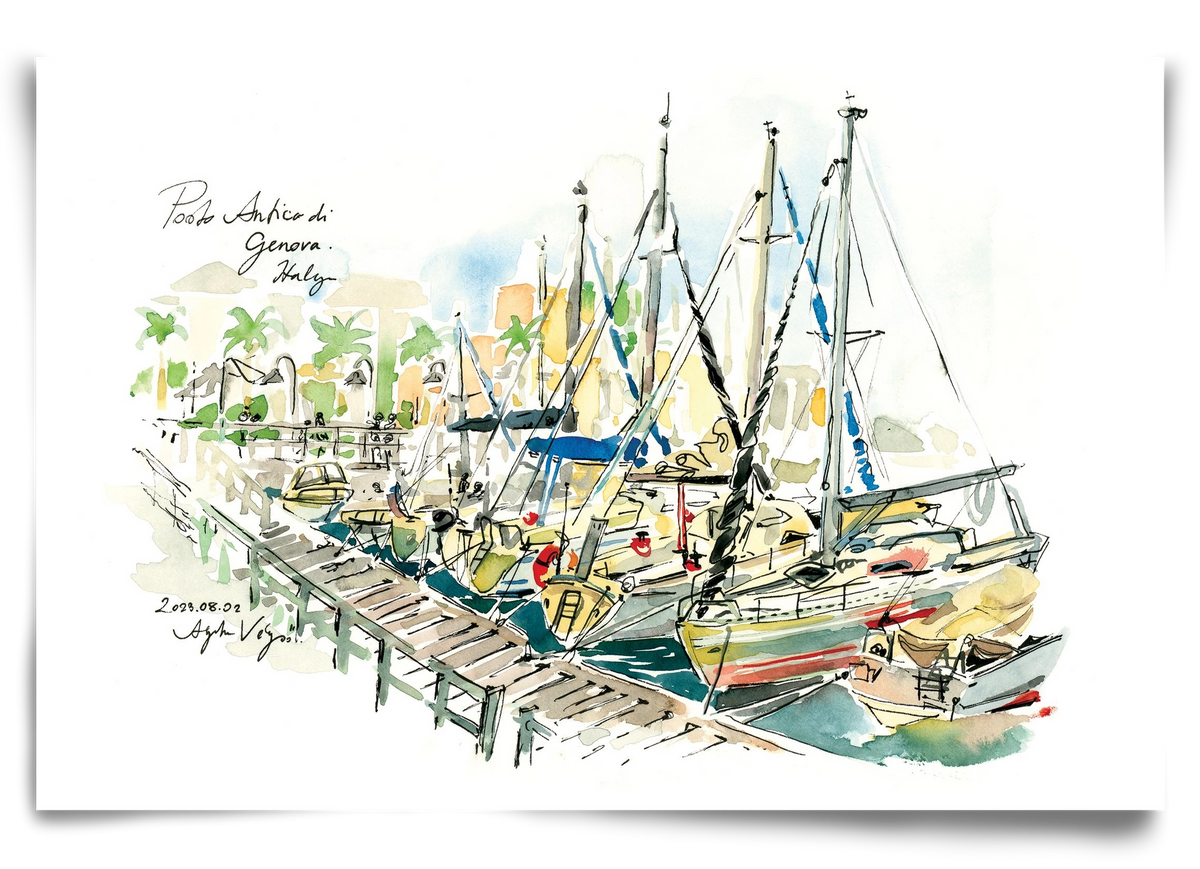 PORTO ANTICO di Genova, Italy - 2023.08.02., 90x60 cm, Keret nélkül