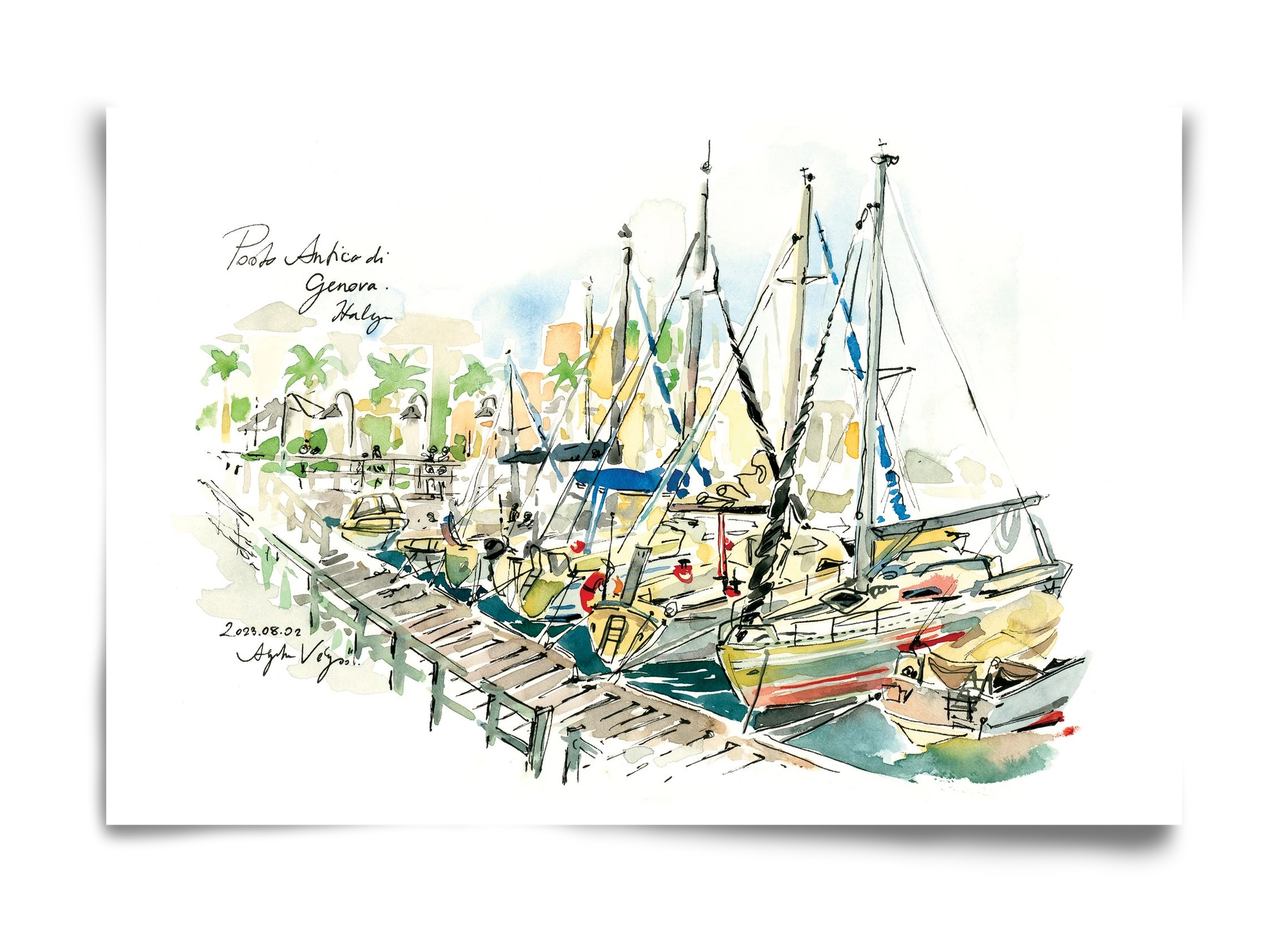 PORTO ANTICO di Genova, Italy - 2023.08.02., 60x40 cm, Keret nélkül